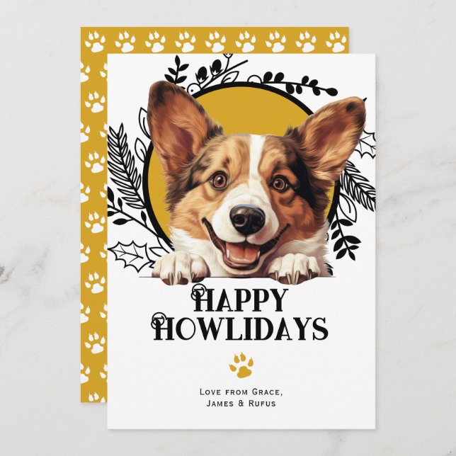 Felices Howlidays Cardigan Welsh Corgi Dog Navidad (Anverso / Reverso)