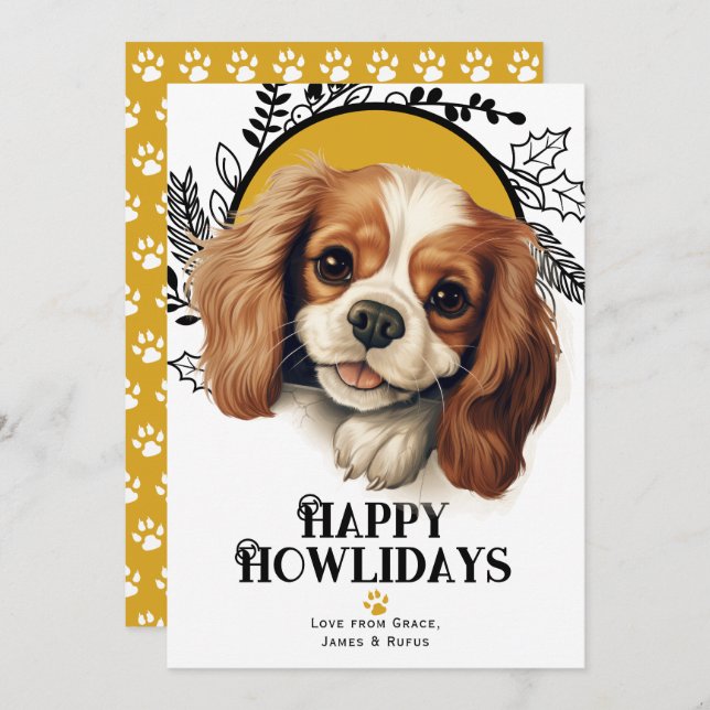 Felices Howlidays King Charles Spaniel Dog Navidad (Anverso / Reverso)