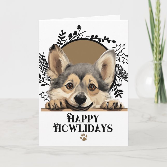 Felices Howlidays Perro Vallhund Sueco Navidad (Anverso)