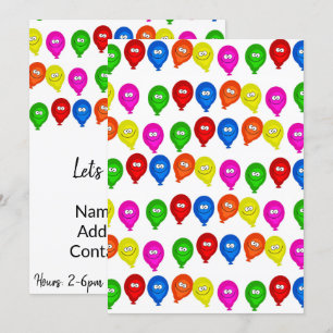 Felices invitaciones de cumpleaños con globos colo