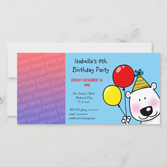 Felices invitaciones de la fiesta de cumpleaños nú (Anverso)