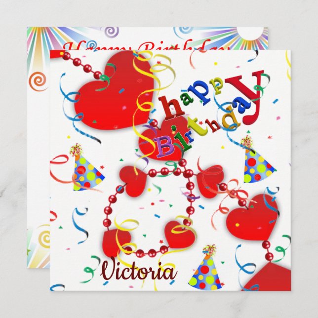 Felices invitaciones para tarjetas de cumpleaños c (Anverso / Reverso)