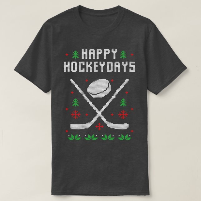 Felices jornadas de hockey Navidades feos suéter (Diseño del anverso)