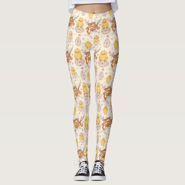 Felices leggings de polluelos de Pascua (Anverso)