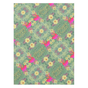 Felices manteles de conejo floral de Pascua