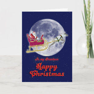 Felices Navidad al nieto, santa en su trineo