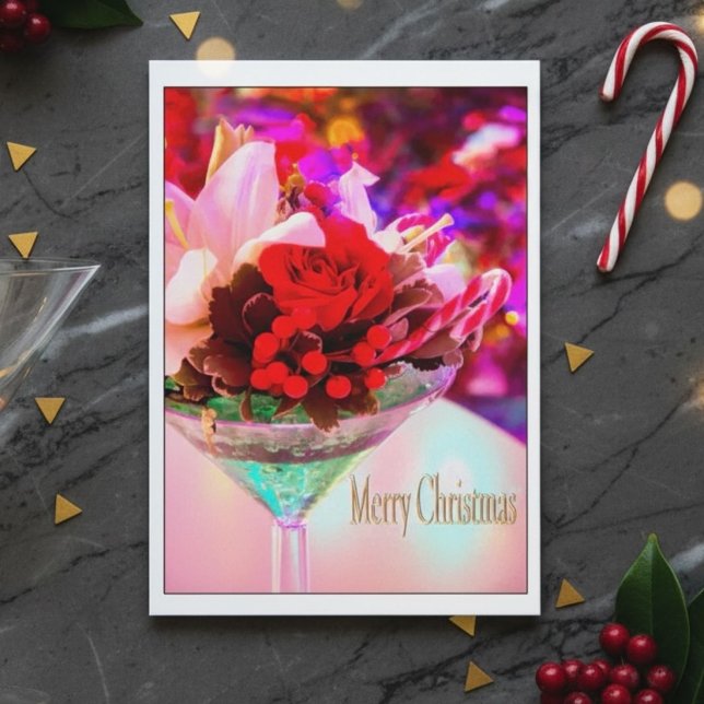 Felices Navidad con las flores en el vidrio de (Subido por el creador)
