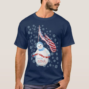 Felices Navidad de la camiseta del muñeco de niev