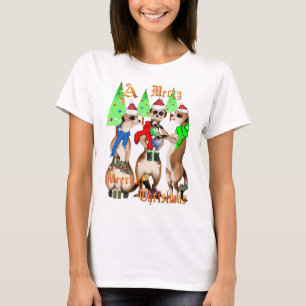 Felices Navidad de Meerkat y camisetas de la nieve