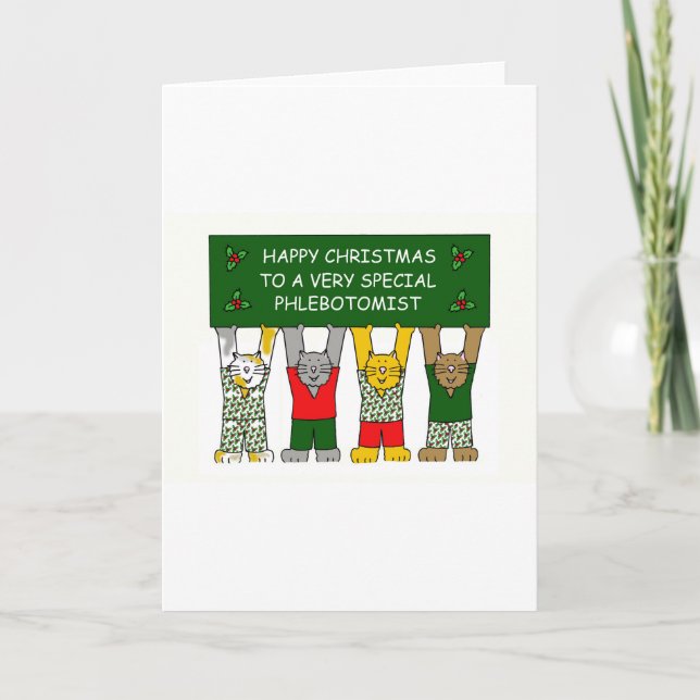 Felices Navidad de Phlebotomist, gatos del dibujo (Anverso)