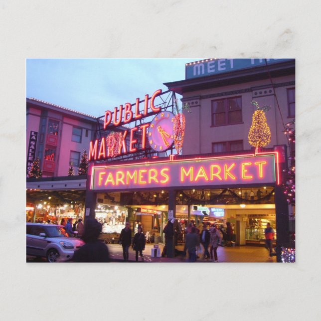 Felices Navidad del mercado de lugar de Seattle (Anverso)