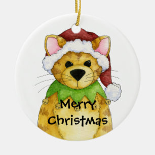 Felices Navidad del ornamento del gato