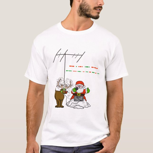 Felices Navidad en la camiseta del código Morse - (Anverso)