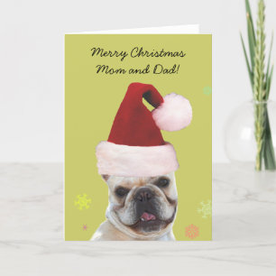 Felices Navidad mamá y tarjeta del bulldog francés