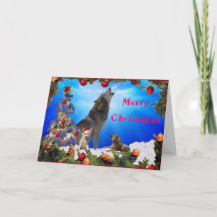Felices Navidad que gritan la tarjeta de los lobos
