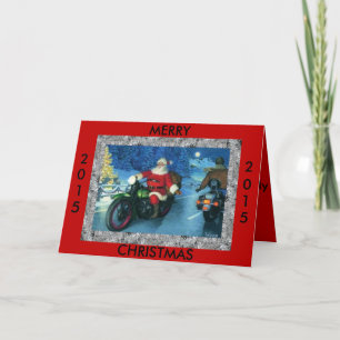 Felices Navidad Santa 2015 en una motocicleta