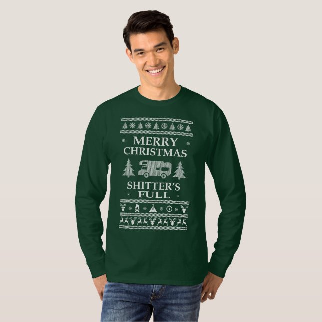 Felices Navidad Shitters rv lleno del suéter feo (Anverso completo)