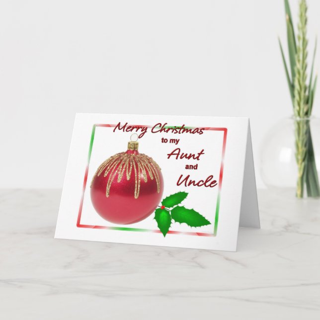 Felices Navidad tía y tío Red y bola w del oro (Anverso)
