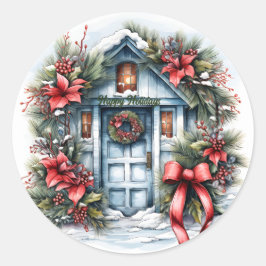 Felices Navidades Wreath Vector Pegatina 2D