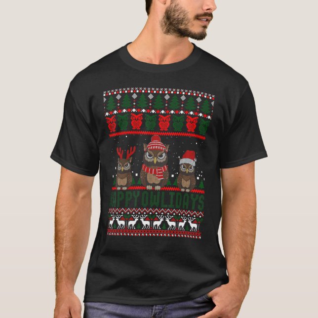 Felices Owlidays Funny Owen Ugly Navidades Sweater (Anverso)
