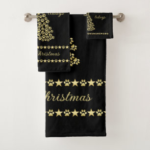 Felices Pawlidays, árbol de navidad Gold brillante