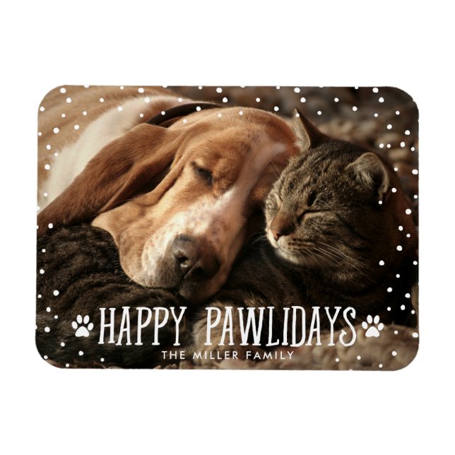 Felices Pawlidays | Imán fotográfico de vacaciones (Horizontal)