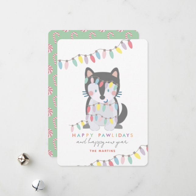 Felices Pawlidays Luces de Navidad de Husky Siberi (Anverso/Reverso In Situ)