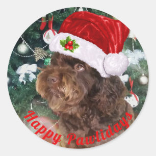 Felices Pawlidays Pegatina Redonda Clásica