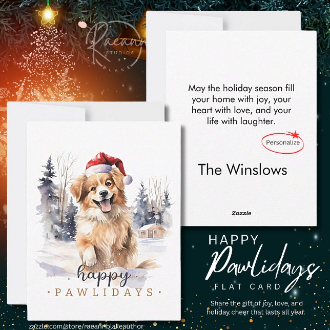 Felices Pawlidays Tarjeta plana de Navidad (Subido por el creador)