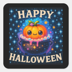 Felices Pegatinas de Halloween Cute Pumpkin Cauldr