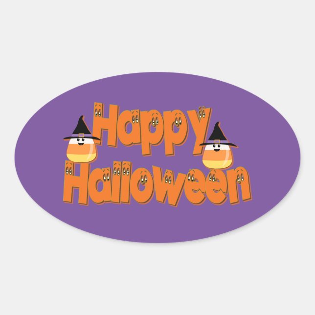 Felices Pegatinas de Halloween de Whimsical Text O (Anverso)