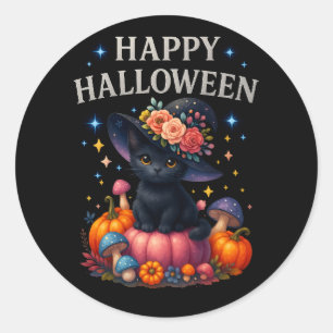 Felices Pegatinas de la ronda de gatos de calabaza
