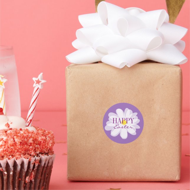 Felices pegatinas de Pascua con una linda flor de  (Fiesta)