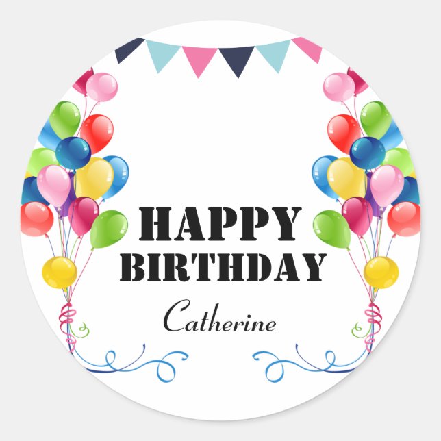 Felices Pegatinas de Personalizable de cumpleaños  (Anverso)