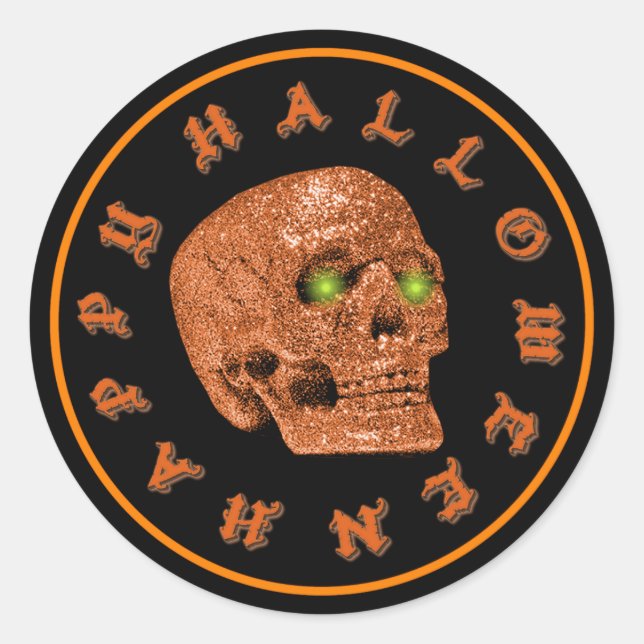 Felices Pegatinas del cráneo Purpurina de Hallowee (Anverso)