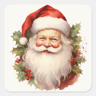 Felices Pegatinas navideños de Santa Vintage
