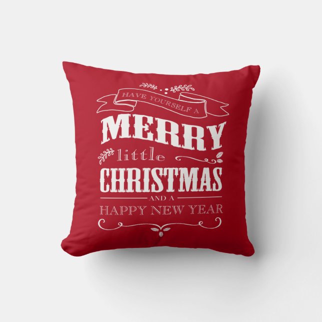 Felices pequeños Navidad - almohada roja (Anverso)