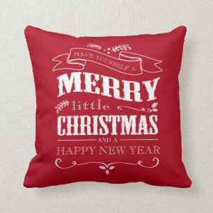 Felices pequeños Navidad - almohada roja