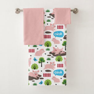 Felices Piglets En El Juego De Toallas De Baño De 