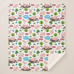 Felices Piglets En La Manta Del Sherpa De Barro