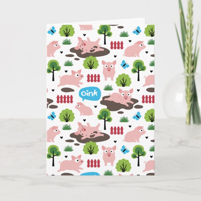 Felices Piglets En La Tarjeta De Barro (Anverso)