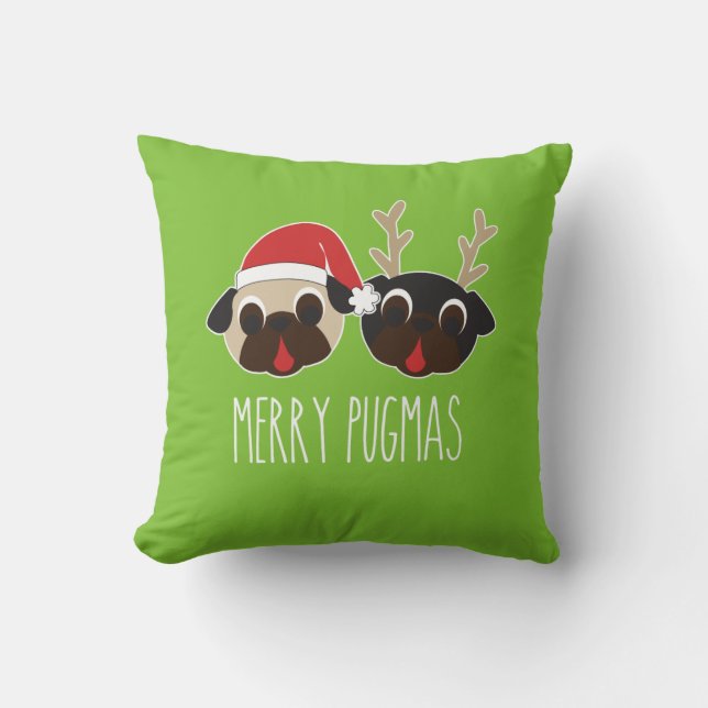 Felices reno de la almohada del navidad de Pugmas (Anverso)