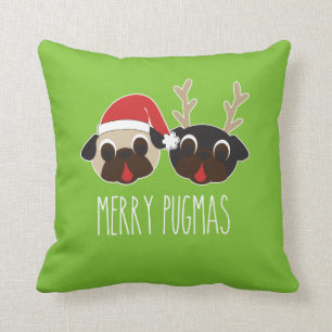 Felices reno de la almohada del navidad de Pugmas