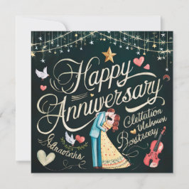 Felices tarjetas de aniversario de Boda elegantes