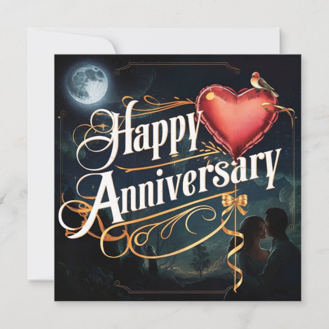 Felices tarjetas de aniversario de Boda elegantes (Anverso)