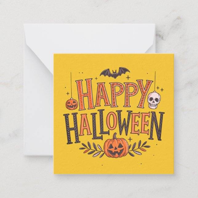 ¡Felices tarjetas de halloween, lindas, inventadas (Anverso)
