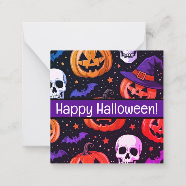 ¡Felices tarjetas de halloween, lindas, inventadas (Anverso)