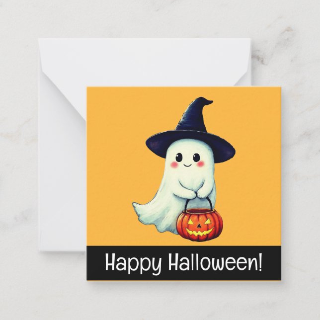 ¡Felices tarjetas de halloween, lindas, inventadas (Anverso)