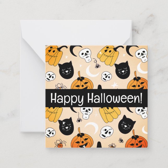 ¡Felices tarjetas de halloween, lindas, inventadas (Anverso)