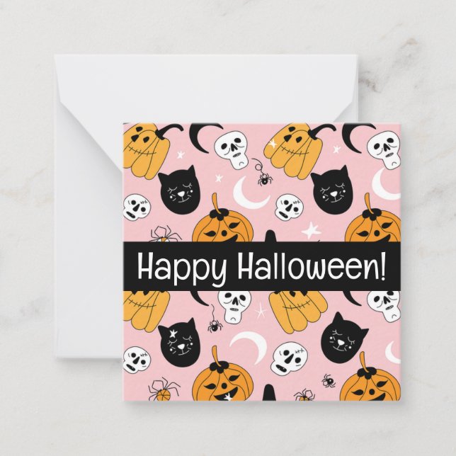 ¡Felices tarjetas de halloween, lindas, inventadas (Anverso)